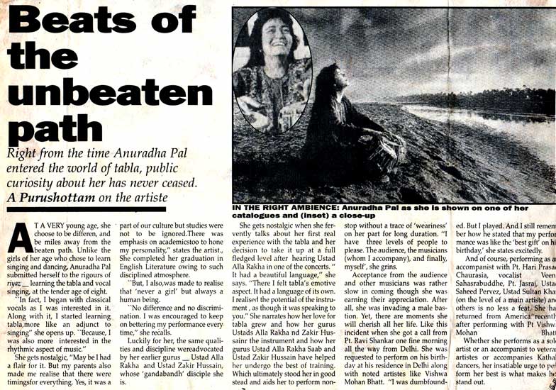 Beats of the unbeaten path - press clip Anuradha Pal
