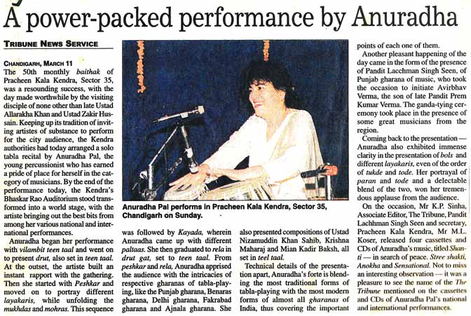 A power packed performance by Anuradha Pal on Tabla