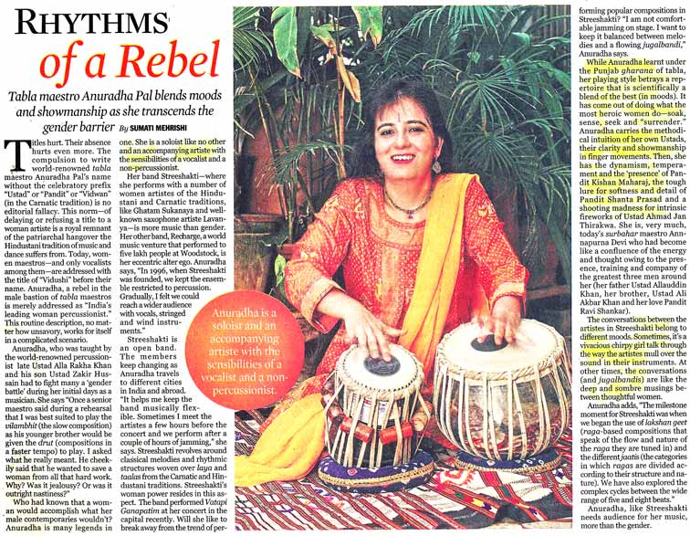 Rhythms of a Rebel press clip Anuradha Pal