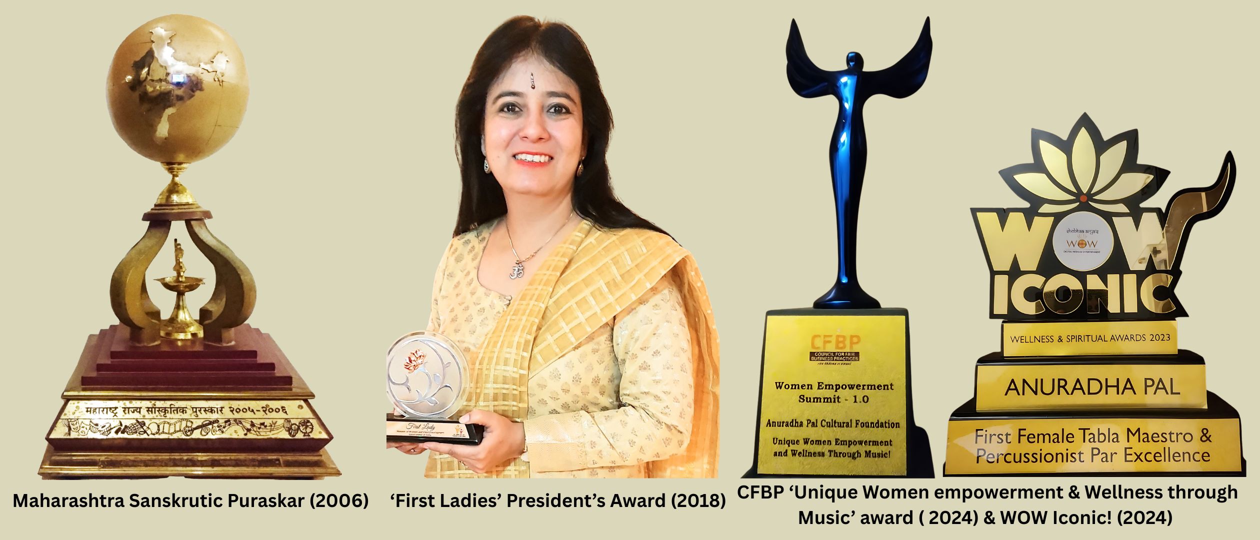 Anuradha Pal with 'First Lady' award and other awards